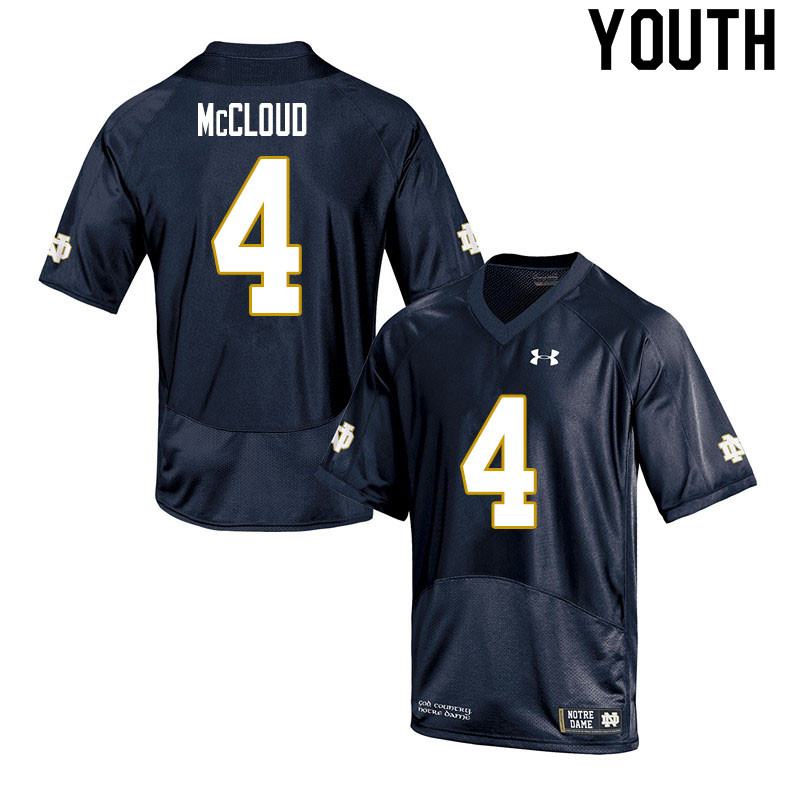 Youth #4 Nick McCloud Notre Dame Fighting Irish College Football Jerseys Sale-Navy - Click Image to Close